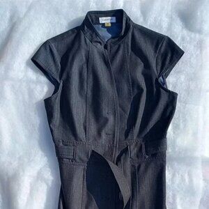 CALVIN KLEIN Charcoal Button-Front Sheath Dress D6